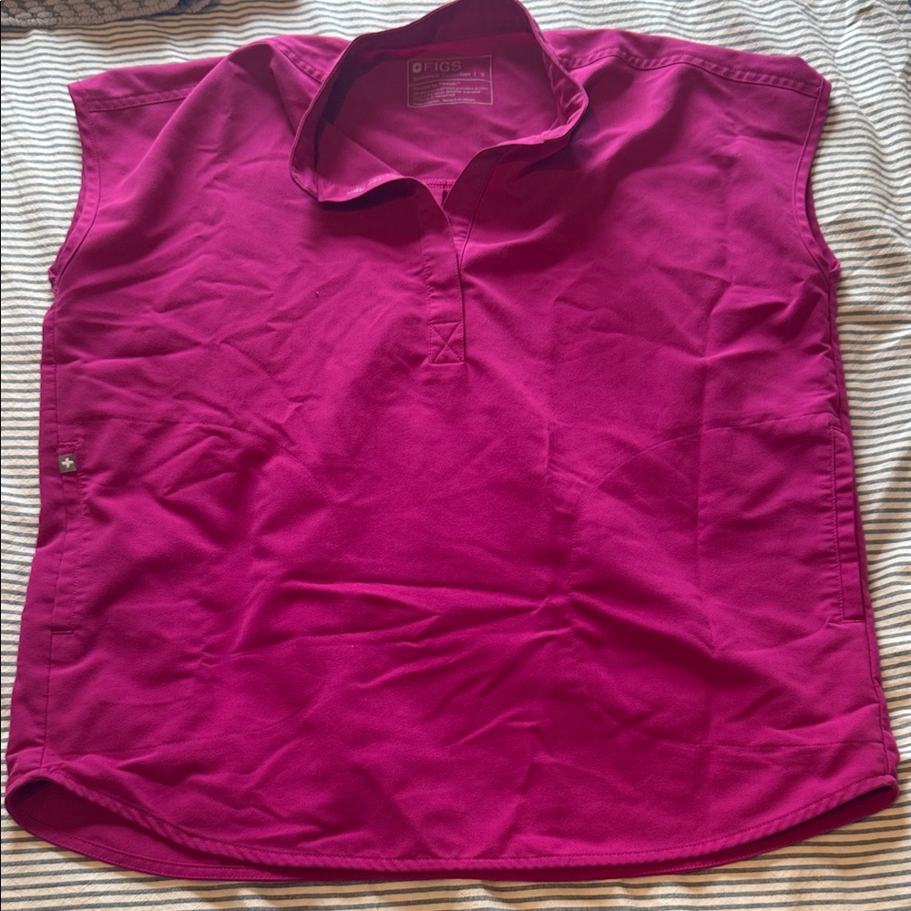 Figs Fuchsia Split-Neck Medical Top